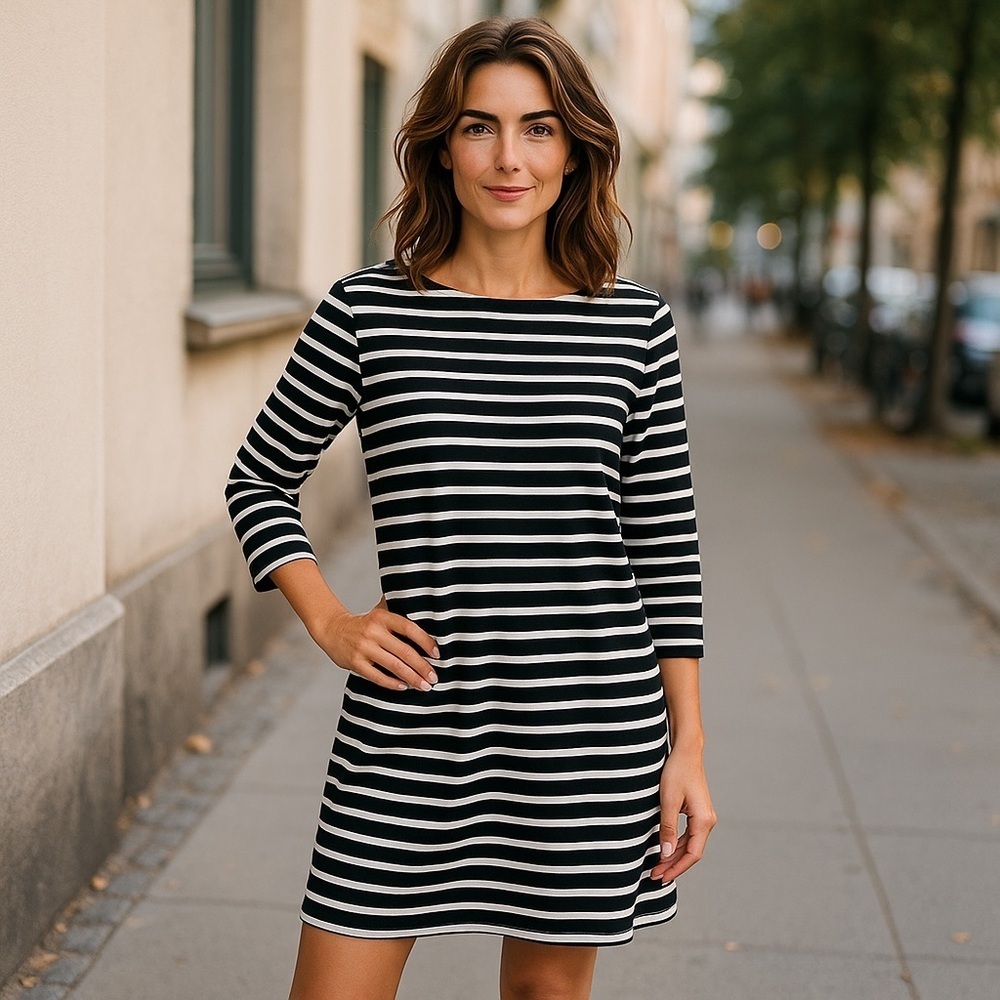 Kate Spade ♠️ Black & White Stripe Broome Street Dress Size Small